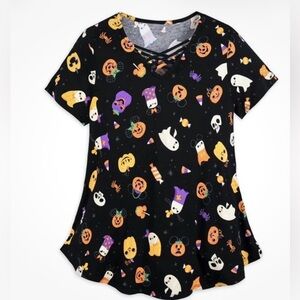 Disney whimsical Halloween top W Mickey Minnie pumpkins treats flowy top 2021 2X